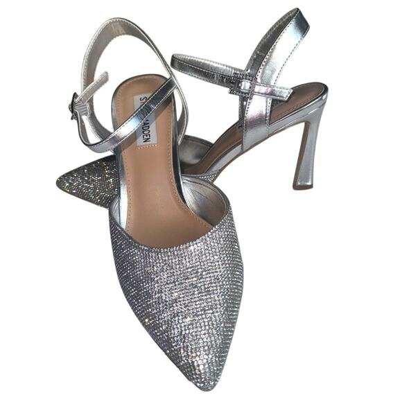 Steve Madden Silver HAVYNN Silver point toe Heels Size 8.5 - Picture 3 of 14
